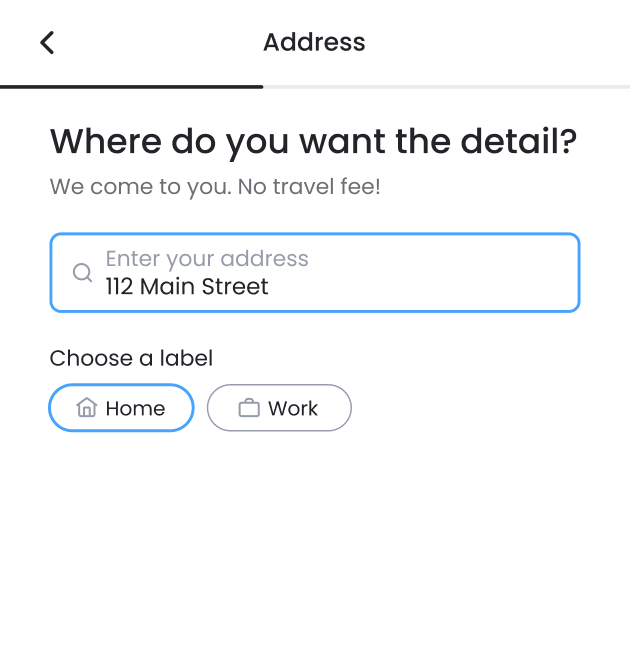 Panda Hub booking process: address