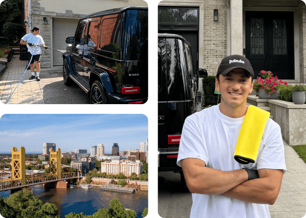 Exterior car detailing in Sacramento, CA with a glossy black G-Wagon.