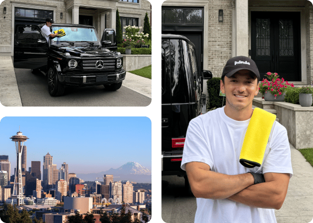 Car detailing service in Seattle, WA with exterior cleaning on a black G-Wagon.