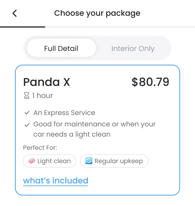 Panda Hub Package selection showing Panda X details