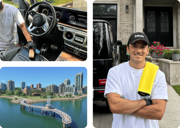 Auto detailing service in Burlington, ON performing exterior wash and wheel cleaning on a premium SUV