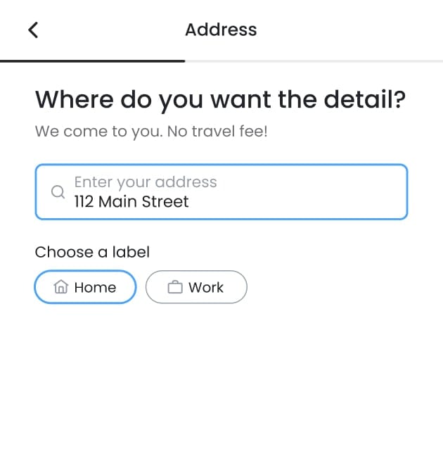 Panda Hub booking process: address