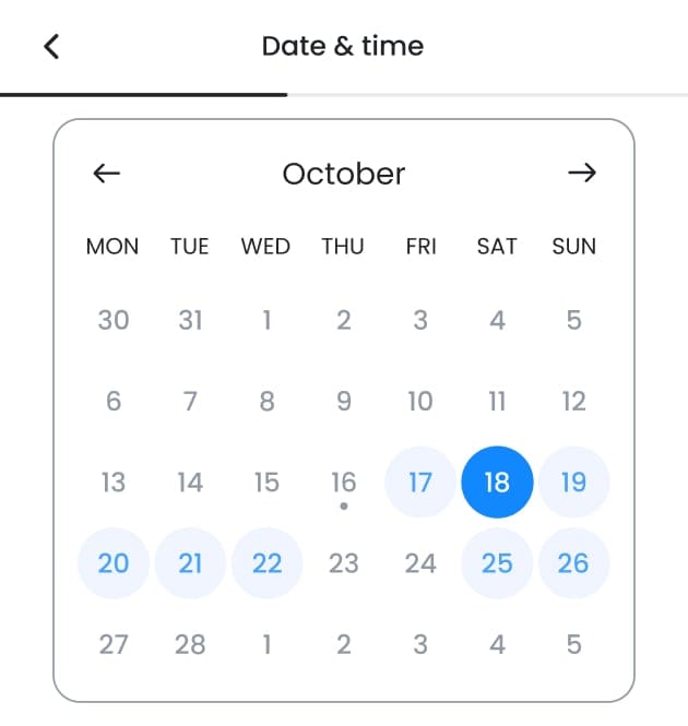 Panda Hub booking calendar