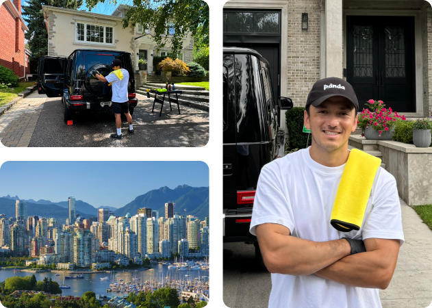 Professional car detailer standing beside a black G-Wagon in Vancouver, BC.