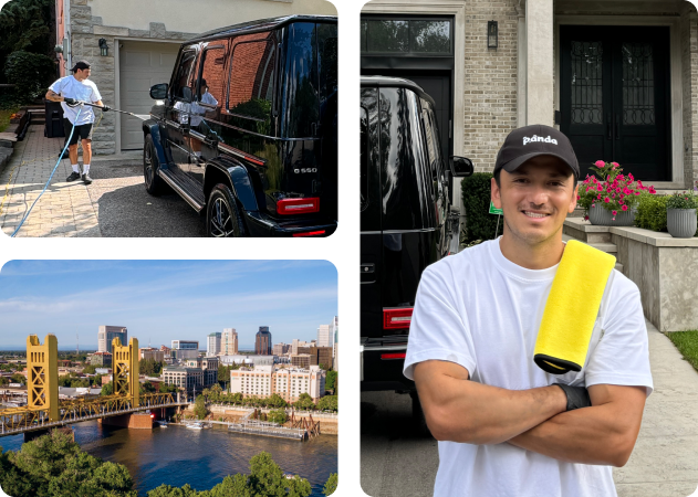 Exterior car detailing in Sacramento, CA with a glossy black G-Wagon.