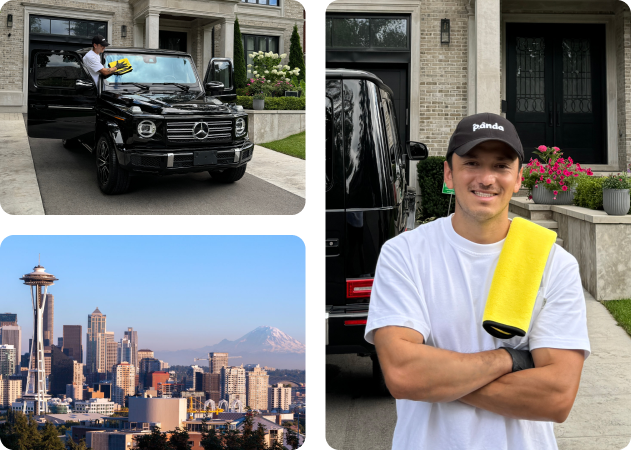Car detailing service in Seattle, WA with exterior cleaning on a black G-Wagon.