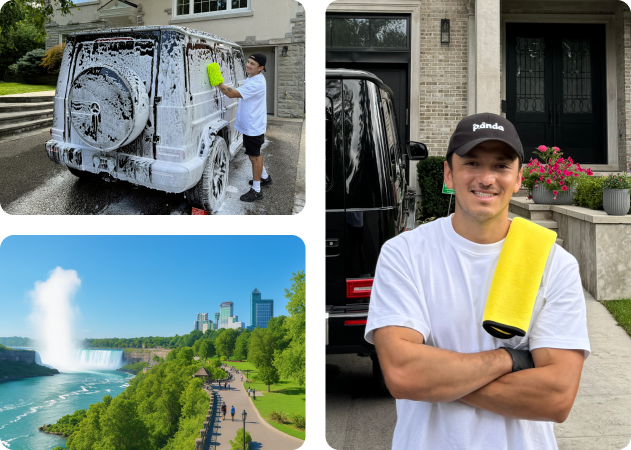Exterior car detailing service by Panda Hub in Niagara Falls, ON