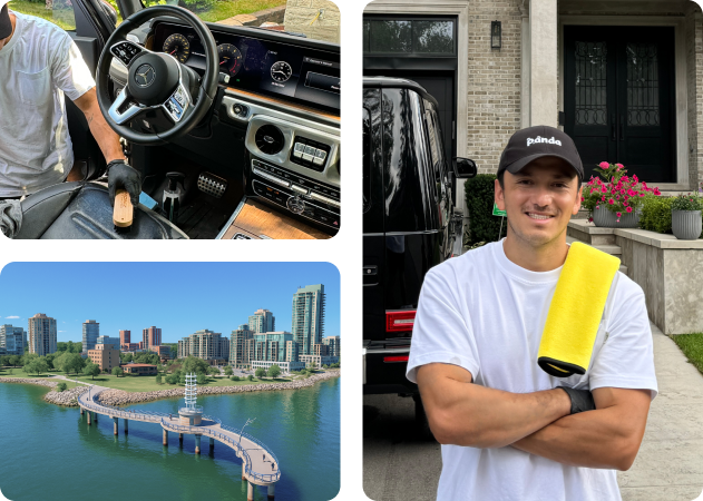 Auto detailing service in Burlington, ON performing exterior wash and wheel cleaning on a premium SUV