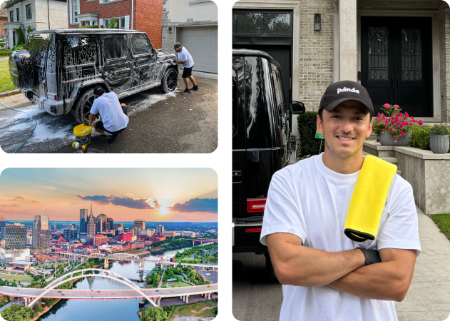 Premium car detailing service by Panda Hub in Nashville, TN, featuring a black G-Wagon.