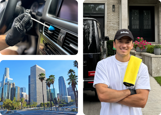 Mobile car detailing in Los Angeles, CA with interior vent cleaning.