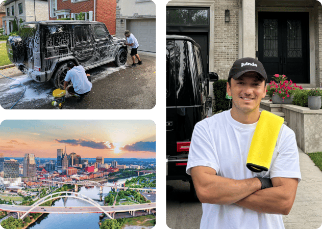 Premium car detailing service by Panda Hub in Nashville, TN, featuring a black G-Wagon.
