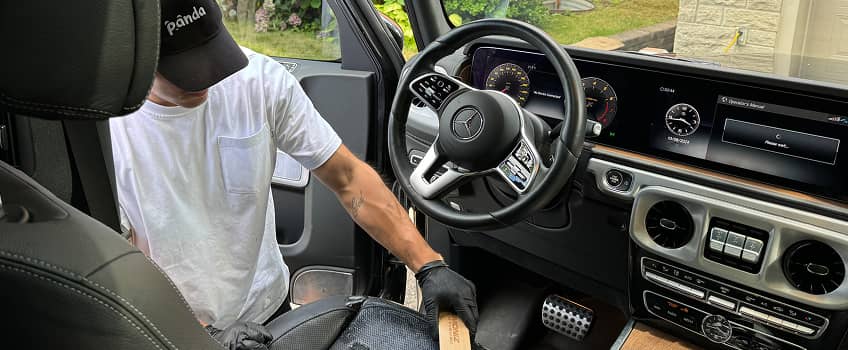 Interior car cleaning services by a panda Hub detailer